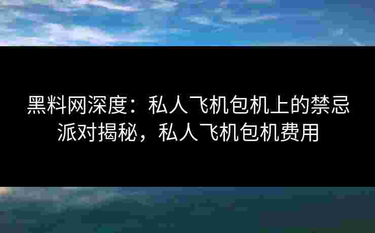 黑料网深度：私人飞机包机上的禁忌派对揭秘，私人飞机包机费用