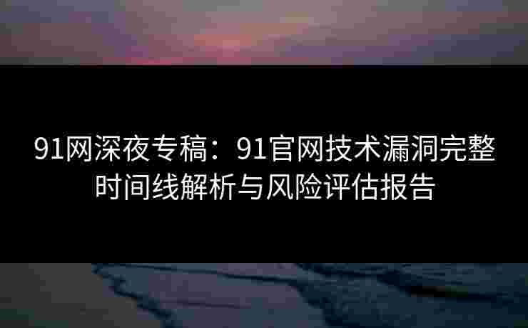 91网深夜专稿：91官网技术漏洞完整时间线解析与风险评估报告